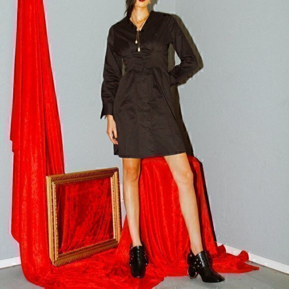 Tibi Dominic Twill Shirtdress in Navy